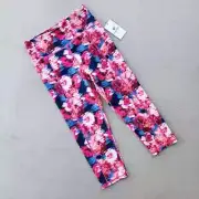 Nine West Active Women's Floral Athletic Yoga 7/8 Capri Leggings Size L