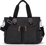 Canvas Messenger Bag for Men, 15.6 Inch Water Resistant Laptop Bag, Crossbody Bag for School Work Office Travel Casual