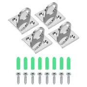 Pad Eye Plate U Hooks, 4 Pack Metal Ceiling Hook Wall Mount Loop Silver