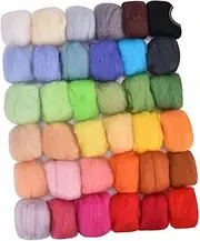 TEHAUX 1 Set 36 Wool Felt Tools Felt Craft Kit Felting Wool Needle Felting Kits Punch Material Tufting Wool Felting Kit Craft Kits Fabric Crafts Felting Tools DIY Woolen Colorful
