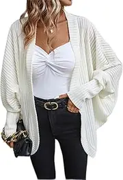 [eroVE] Women's Jackets Fashion Batwing Sleeve Open Front Coat Jackets & Coats (Color : Beige, Size : X-Large)