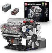 Mould King 10088 V8 Engine Building Blocks Sets, MOC Scale Engine Model That Runs, 535+ PCS Mini Engine Construction Building Block Toys for Kids Children Boys Girls/Adults