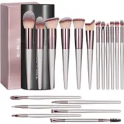 18 Pcs BS-MALL Makeup Brushes Premium Synthetic Foundation Powder Concealers Eye Shadows Silver Black Makeup Brush Sets