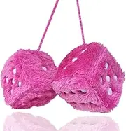 Fuzzy Plush Dice with PU Leather Dots Hanging Ornament, 3 inch Retro Square Hanging Decoration Truck Handle Strap Home Decorative Chrismas Tree Room Door Hanging Decoration (Pink)
