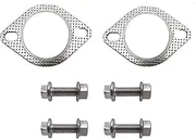 2 PCS Car Exhaust Gasket & 4 PCS Flange Bolt Nuts,2 Bolt 2.5“ 62mm Exhaust Flange Gasket 2.5 Inch Muffler Flange Manifold 120-06310-0002,Manifold Exhaust Gasket,Exhaust Pipe Bolts and Nuts