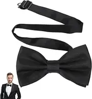 [WQEDVN] Black Bow Ties for Men, Clip on Bow Ties for Men, Bow Ties for Men Pre Tied, Solid Color Pre-Tied Bow Tie Adjustable Bowtie, For Wedding Party, Black, 6*12cm