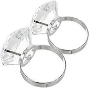 Hohopeti Standout Large Rhinestone Ring for Wedding Decor Fake Engagement Ring Women's Wedding Band Ring Imitation Crystal Jewelry