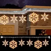 FUNPENY 8.5 FT Snowflake String Lights with 6 Drops, 100 Lights Connectable Chri