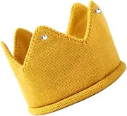 [TOGEVAL] Crown Beanie Costume Party Hat Knitted Hat Crown Knitted Babies Knit Hat Hat Bonnet The Crown Flat Cap Headband Crown Hat for Acrylic Yellow