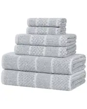 Superior Naples Medium Weight Checkered & Ribbed 6pc Towel Set