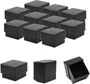Sdootjewelry Ring Box, 1.97 x 1.97 x 1.57” Kraft Earring Ring Boxes, 50 Pack Square Cardboard Jewelry Gift Boxes Black Small Earring Ring Gift Box with Foam Insert for Wedding Propose Jewelry Packing