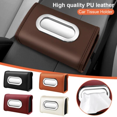 Car Tissue Holder, Tissue Box Cover Premium PU Leather Backseat Napkin Organizer