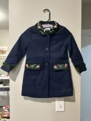 mini boden girls 4-5 Navy Embroidered wool coat