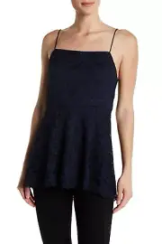 Alice + Olivia Navy Maxine Lace Peplum Cami Size X-Small Orig $285