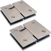 NUZAMAS Set of 2 Shower Door Hinges, Glass to Glass Brackets, 180 Degree Open and Close, 304 Stainless Steel Clamp, Suitable 6-12mm Glass Showcase, Glass Cabinet Door