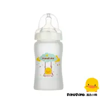 在飛比找momo購物網優惠-【Piyo Piyo 黃色小鴨】360°防護矽膠玻璃寬口奶瓶