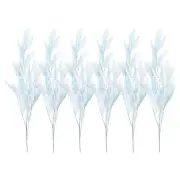 6Pcs Artificial Palm Leaves Plants Fake Fronds Faux Greenery Decor, Light Blue