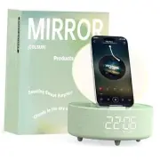 Bluetooth Speaker & Fill Light Makeup Mirror with Dual Alarm Clock, Green