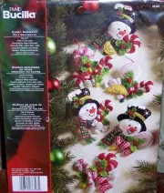 Bucilla "CANDY CANE SNOWMAN" Felt Ornaments Kit (6) Factory Direct OOP 86308
