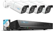 Reolink 8CH 4K Security Camera System H.265, 4pcs 8MP Person/Vehicle Detection Smart Wired Outdoor PoE IP Cameras, 8MP 8-Channel NVR with 2TB HDD for 24/7 Recording