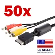 50x AV Video RCA Composite Cable Cord Sony Playstation PS1 PS2 PS3 Free Shipping