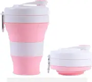 Collapsible Travel Cup, Lid & Straw, Foldable Coffee Mug, Leak-Proof, Portable