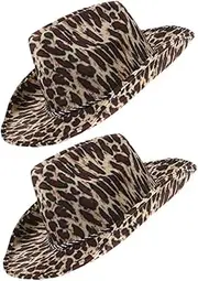 [Healeved] 2pcs Leopard Print Cowboy Hats for Stage Performances Party Decoration and Costume Celebrations Wild Animal Print Design for Unique Style