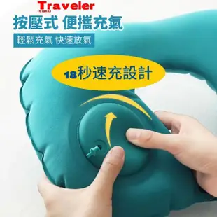 【Traveler】按壓式自動充氣枕 2入組(充氣枕 護頸枕 午睡枕 靠枕)