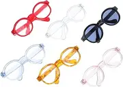 BRIGHTFUFU 6pcs Mini Doll Dress Up Sunglasses: 6.5x2.4x0.8cm Cute Eyewear - Plastic Sunglasses Prop for Cosplay Party Decorations and DIY Craft Accessories