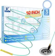 Drain Snake Hair Clog Remover, 50 Inch Extra Long Sink Snake Anti-Break Metal wi