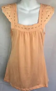 NWT Next Couture BabyDoll top M peach lace cap sleeve Square Neck Boho Cottage