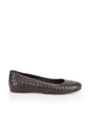 Brown Leather Intrecciato Flats