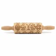 Folkroll dough roller Happy Easter rolling pin embossing roller pattern beech...