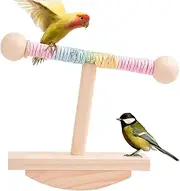 Bird Stands for Parrots - Parrot Enrichment Toy - Wooden Tabletop Rocking Stand, Pet Supplies for Outdoor Aviary Play and Exercise Climbing