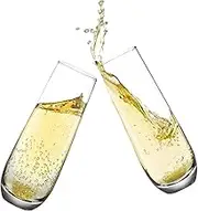 Yaschmo Stemless Champagne Flutes Set of 4 Crystal Glasses, 10.2oz Champagne Glasses, for Home Wedding and Shower Party Supplies