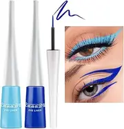 evpct 2Pcs Light Baby Bright Royal Sky Navy Cobalt Blue Liquid Eyeliner Set Waterproof Blue Liquid Eye Liners Pencils Waterproof Smudge proof Stamps Eyeliner delineador de ojos contra el agua 03&12