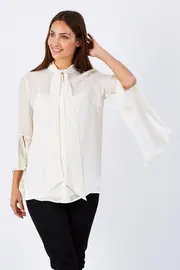 Alison Ruffle Sleeve Tie Shirt--OJA-JAW2004