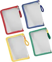 DIKACA 4pcs Zippered Stationery Bag Mesh Bag Document Storage Bag Document Pouch Clear Folders for Documents Plastic Mesh Pouch Plastic Document Envelope Small Zipper Pouch File Bag Plush