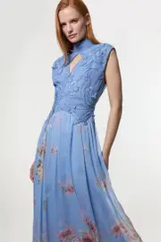 Floral Applique Lace Maxi Dress