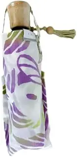 [ローズ産業] Rose Sangyo Women's 19.7 inches (50 cm) Mini Folding Umbrella, T/C, For Rain or Shine, Leaf Wave 63501519