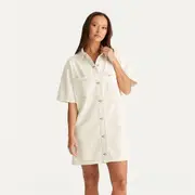 Sara Denim Shirt Dress Vintage White