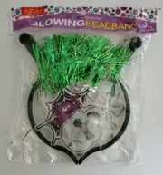 Glowing Headband Halloween Safety Lights Up Skull Spider Extras Black Green