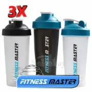 3X Gym Protein Supplement Drink Blender Mixer Shaker Shake Ball Bottle Cup 700ml