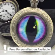 Dragon Eye Pocket Watch – Magical Mystical Purple, Bronze Medieval Fantasy Gift