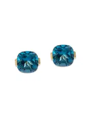 Bloomingdale's Fine Collection London Blue Topaz Cushion Cut Stud Earrings in 14K Yellow Gold
