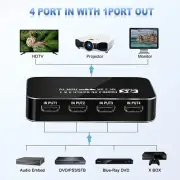 4X1 Switcher HDMI Monitor PC Switch 4K ARC with Toslink Audio Extractor + Remote