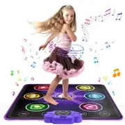 Music Dance Mat Toys Kids Wireless Bluetooth Light Up Electronic Dancing Pad with 6-Button Pad Multi-Mode Games Birthday Gifts for Girls Ages 3+