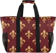 [sanluoli] Bag Foldable Beach Totes Bags Waterproof with Handles Car Tote Bag, Royal Pattern Gold Red Valentine2, 1 size