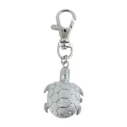 Turtle Pendant Hunter Case Fob Mini Key Ring Watch Silver Tone