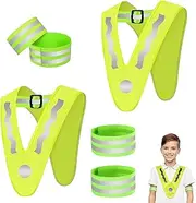 Pack of 2 High Visibility Vests for Children 1-3 Years with 4 Reflective Bands, V-Shape Reflective Vest, Night Signal Collar, Traffic Safety Vest, High Visibility Safety Vest for Boys and Girls,